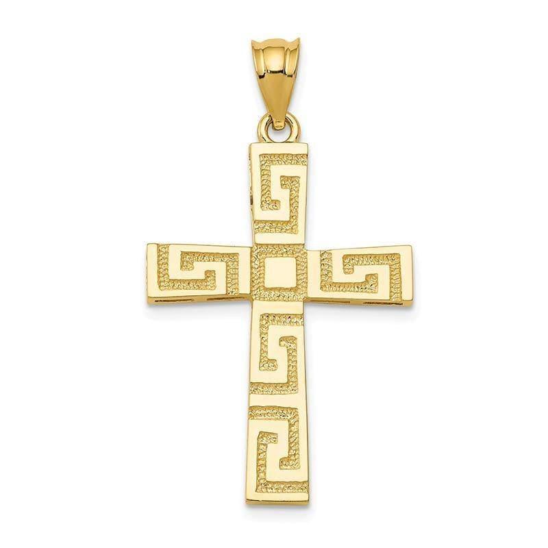 14K Greek Key Cross Pendant. Weight: 2.55, Length: 35, Width: 20 - Seattle Gold Grillz