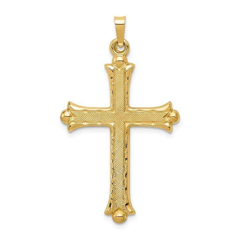 14k Hollow Fleur De Lis Cross Pendant - Seattle Gold Grillz