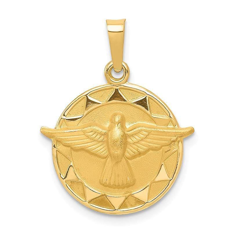14k Holy Spirit Medal Round Pendant - Seattle Gold Grillz