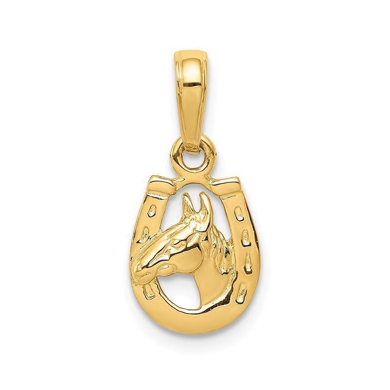 14K Horseshoe with Horse Head Pendant - Seattle Gold Grillz