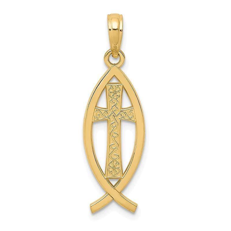 14k Ichthus Fish Pendant. Weight: 0.77, Length: 29, Width: 9 - Seattle Gold Grillz