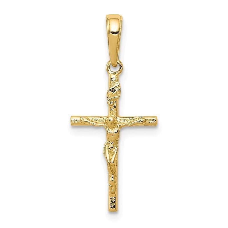 14k INRI Hollow Crucifix Pendant - Seattle Gold Grillz