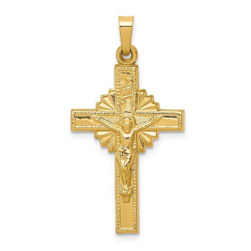14k INRI Hollow Crucifix Pendant - Seattle Gold Grillz