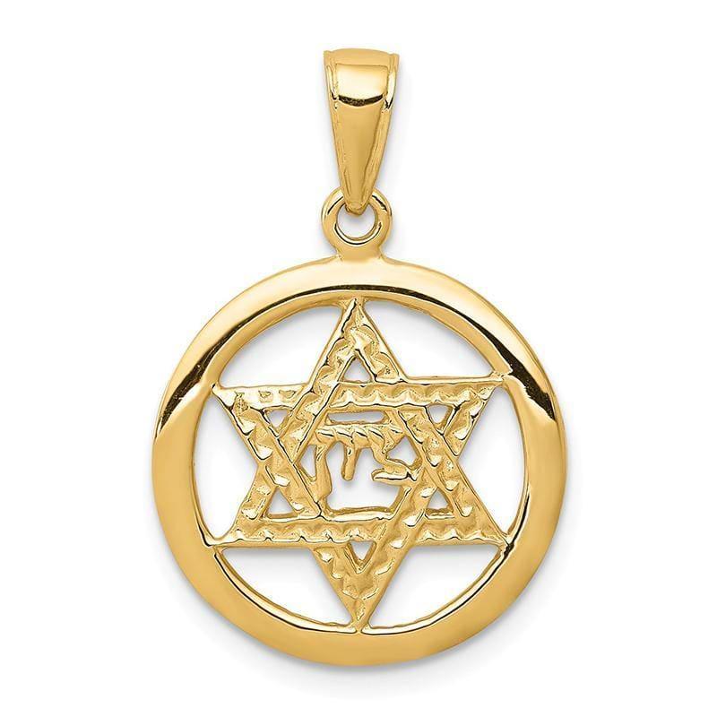 14k Jewish Chi in Star of David Pendant. Weight: 1.31, Length: 25, Width: 17 - Seattle Gold Grillz