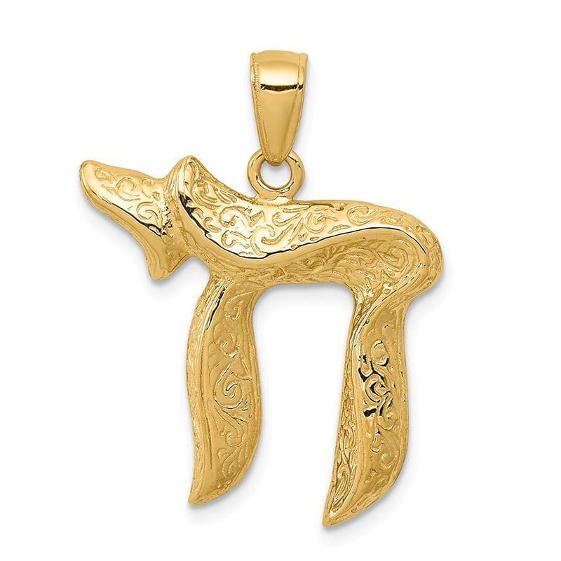 14k Jewish Chi (Long Life) Pendant. Weight: 2.69, Length: 27, Width: 22 - Seattle Gold Grillz
