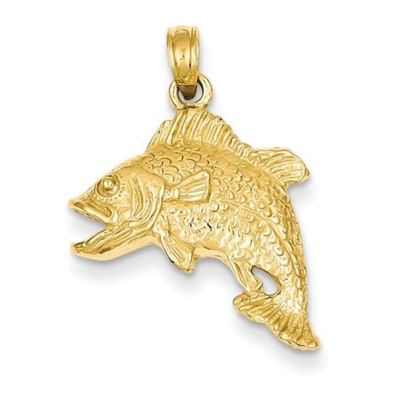 14k Jumping Bass Fish Pendant - Seattle Gold Grillz