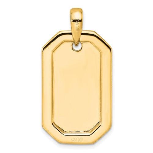 14K Lab Grown Diamond Bordered Dog Tag Pendant - Seattle Gold Grillz