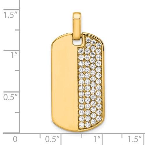 14K Lab Grown Diamond Half & Half Dog Tag Pendant - Seattle Gold Grillz