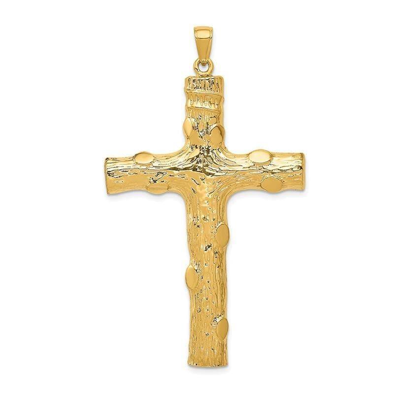 14k Large Textured Cross Pendant - Seattle Gold Grillz