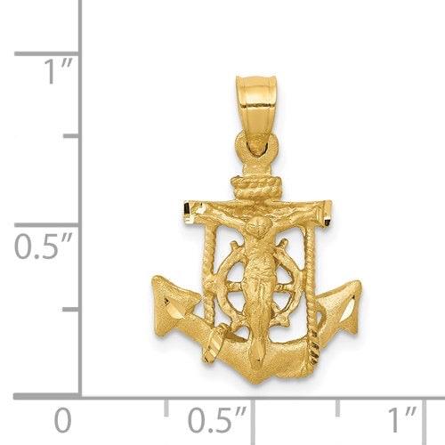 14k Mariners Cross Cut Pendant - Seattle Gold Grillz