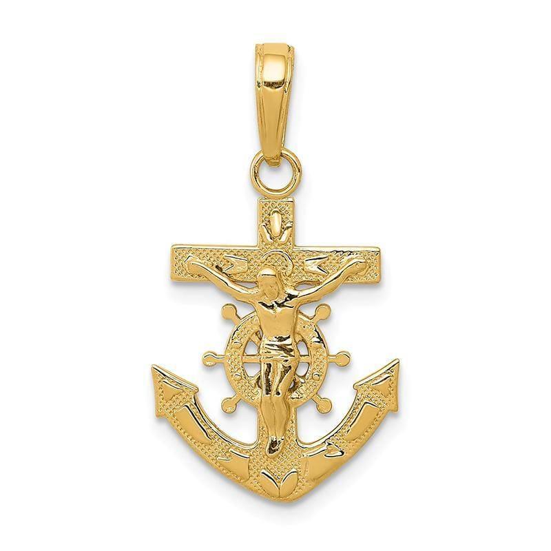 14k Mariners Crucifix Pendant. Weight: 1.17, Length: 25, Width: 15 - Seattle Gold Grillz
