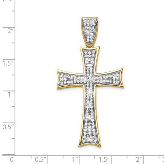 14k Micro Pave CZ Large Cross Pendant - Seattle Gold Grillz