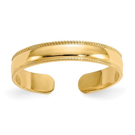 14K Milgrain Adjustable Toe Ring - Seattle Gold Grillz