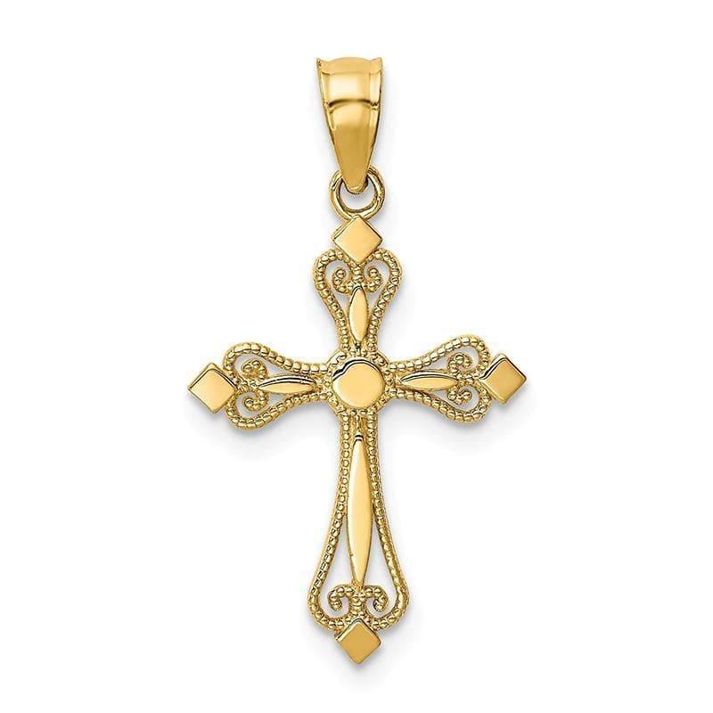 14k Mini Budded Cross Pendant - Seattle Gold Grillz