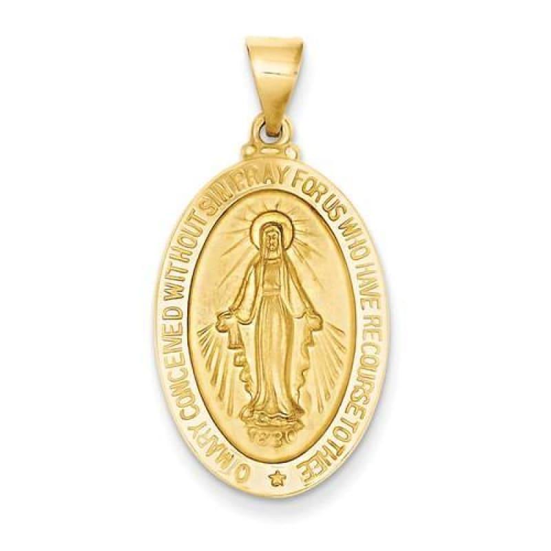 14k Miraculous Medal Oval Pendant. Weight: 1.66, Length: 33, Width: 17 - Seattle Gold Grillz