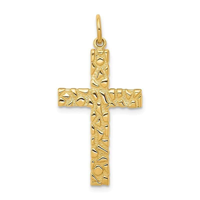 14k Nugget Style Cross Pendant. Weight: 1.37, Length: 39, Width: 16 - Seattle Gold Grillz