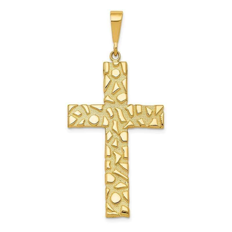 14k Nugget Style Cross Pendant. Weight: 4.25, Length: 50, Width: 23 - Seattle Gold Grillz