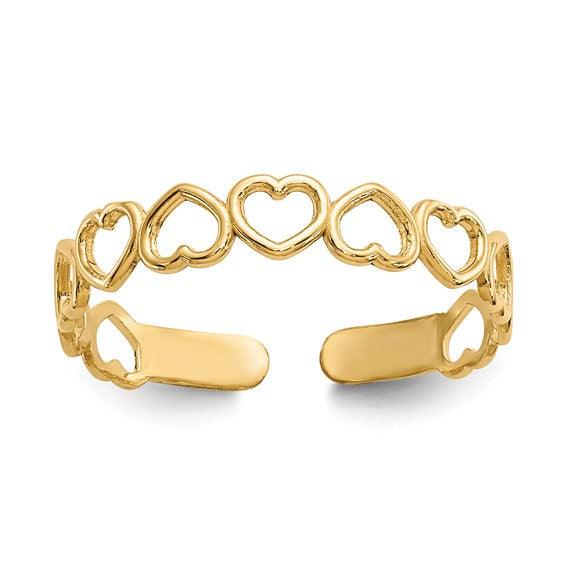 14k Open Hearts Toe Ring - Seattle Gold Grillz