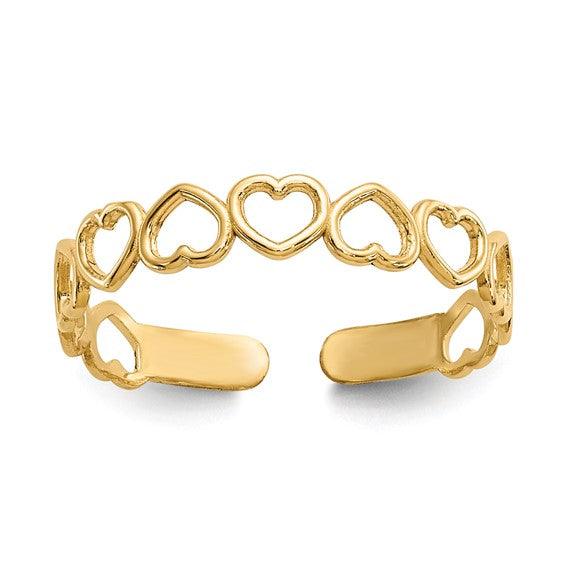 14k Open Hearts Toe Ring - Seattle Gold Grillz