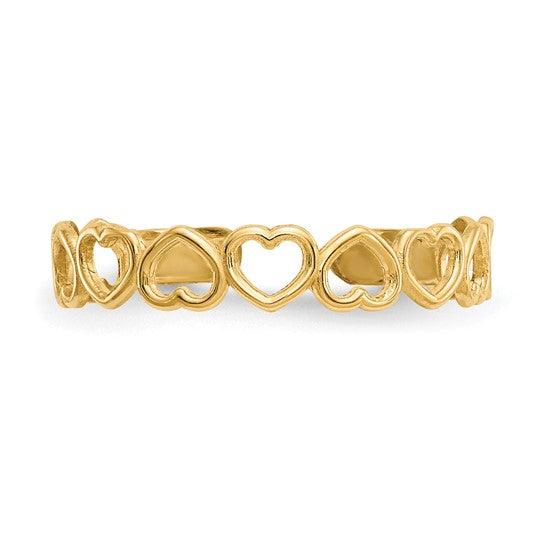 14k Open Hearts Toe Ring - Seattle Gold Grillz