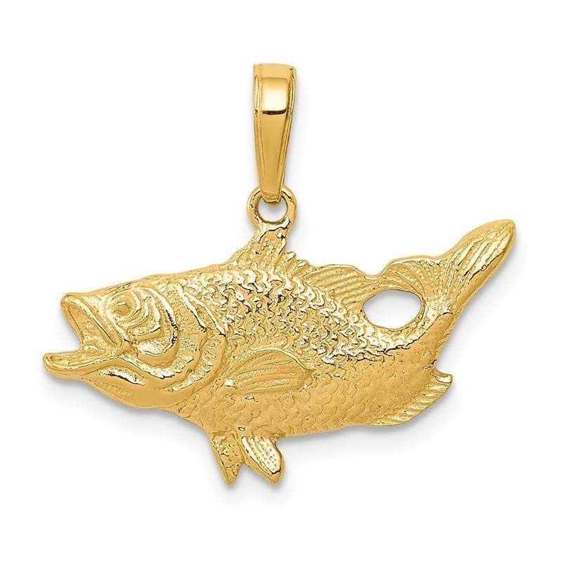 14k Open Mouthed Bass Fish Pendant - Seattle Gold Grillz