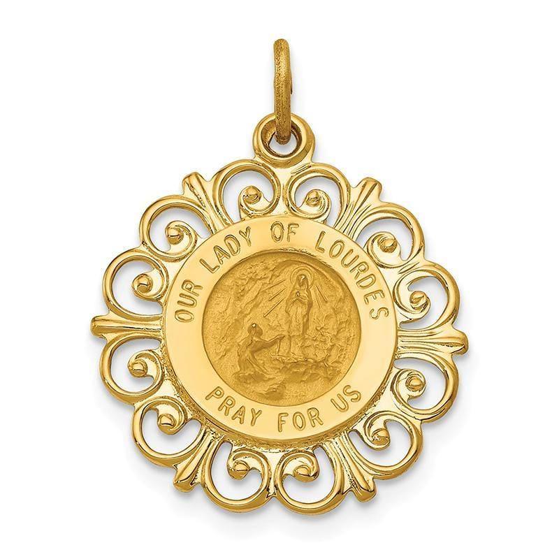 14k Our Lady of Lourdes Medal Pendant - Seattle Gold Grillz