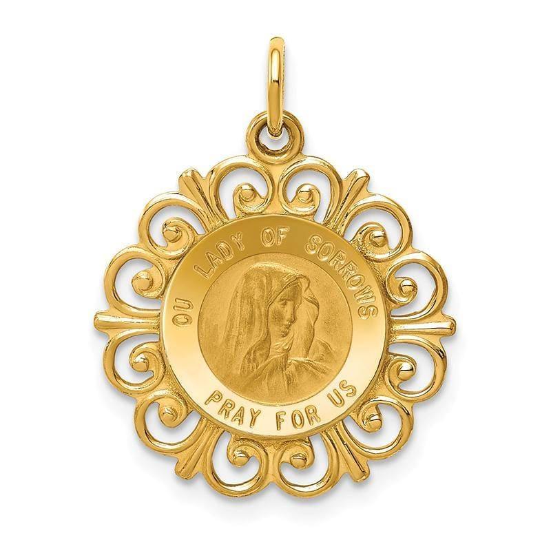 14k Our Lady of Sorrows Medal Pendant - Seattle Gold Grillz