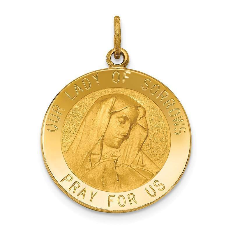 14k Our Lady of Sorrows Medal Pendant. Weight: 2.06, Length: 25, Width: 19 - Seattle Gold Grillz