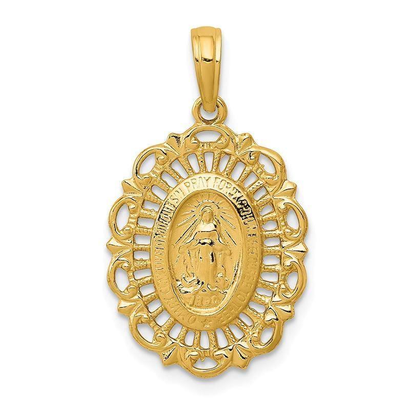 14k Oval Miraculous Medal Pendant - Seattle Gold Grillz