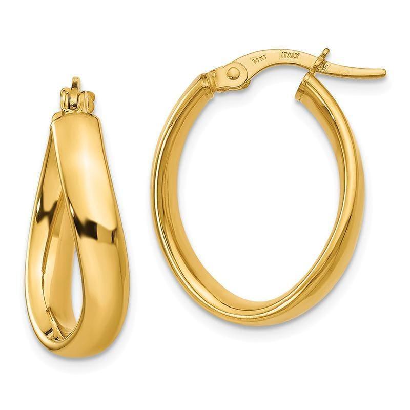14k Oval Polished Hoop Earrings - Seattle Gold Grillz