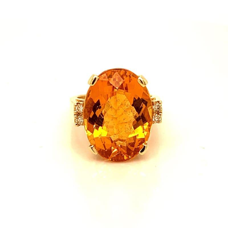 14k Oval Topaz and Diamond Ring - Seattle Gold Grillz