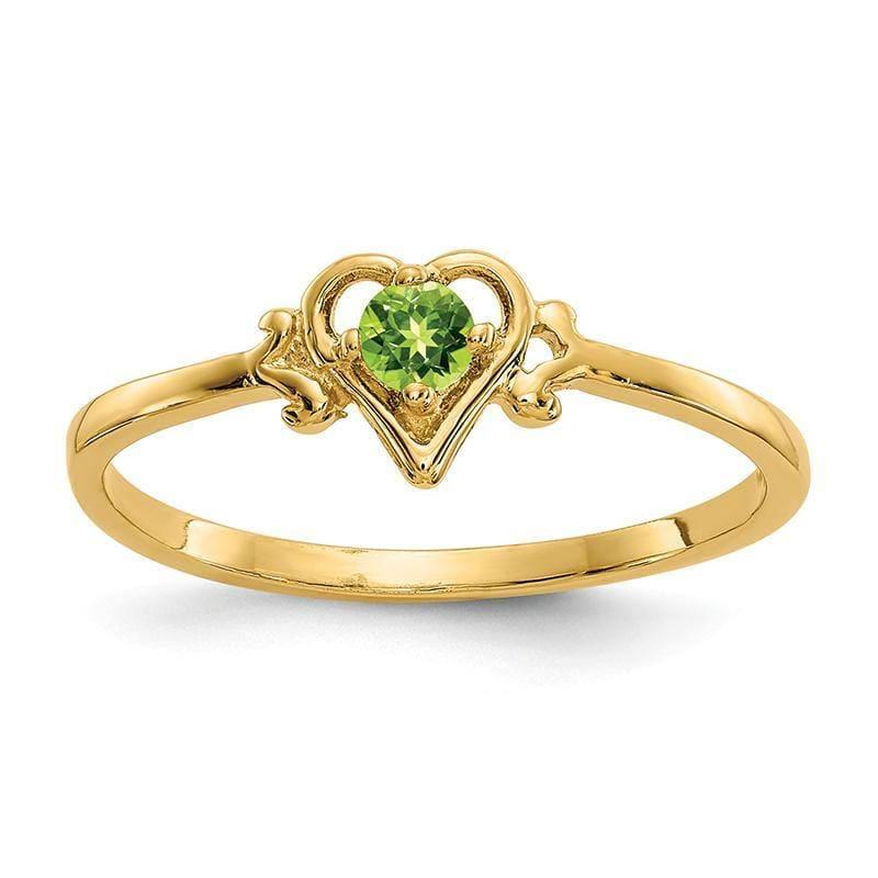 14K Peridot Birthstone Heart Ring - Seattle Gold Grillz