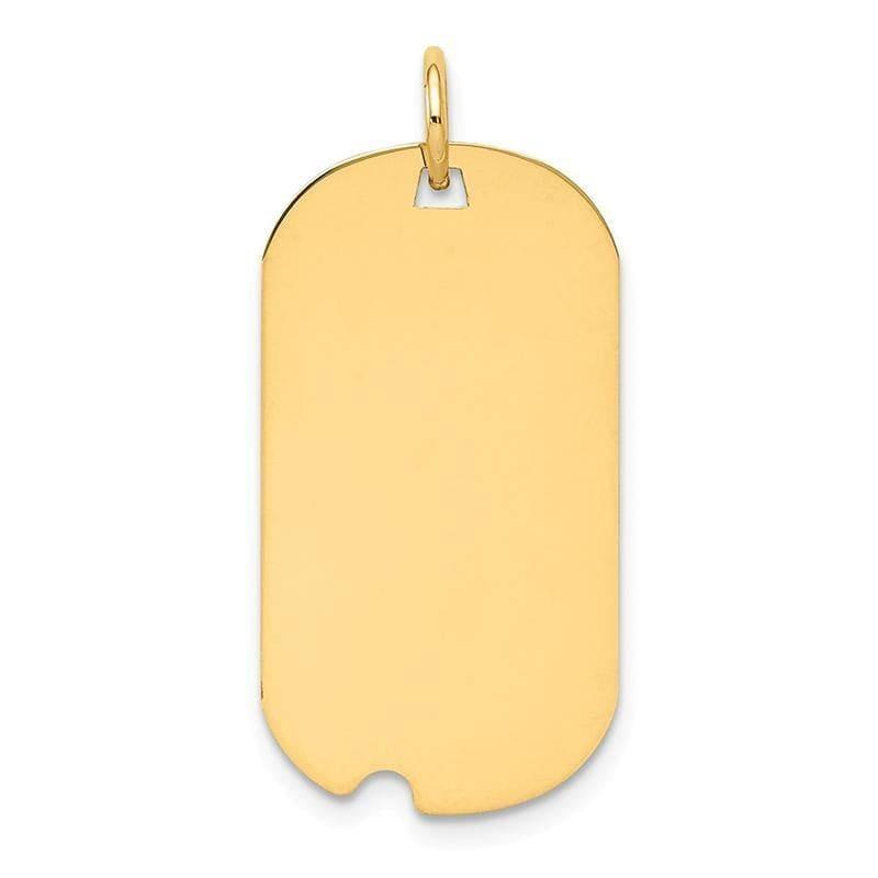 14k Plain .013 Gauge Engraveable Dog Tag w-Notch Disc Charm - Seattle Gold Grillz