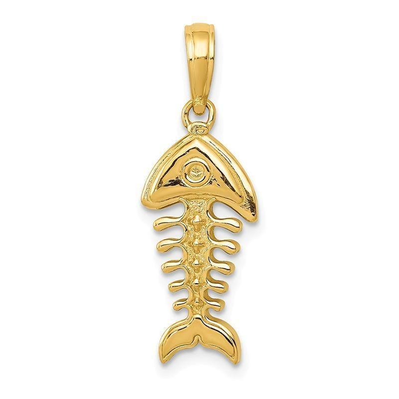 14k Polished 3-Dimensional Fish Bone Pendant - Seattle Gold Grillz