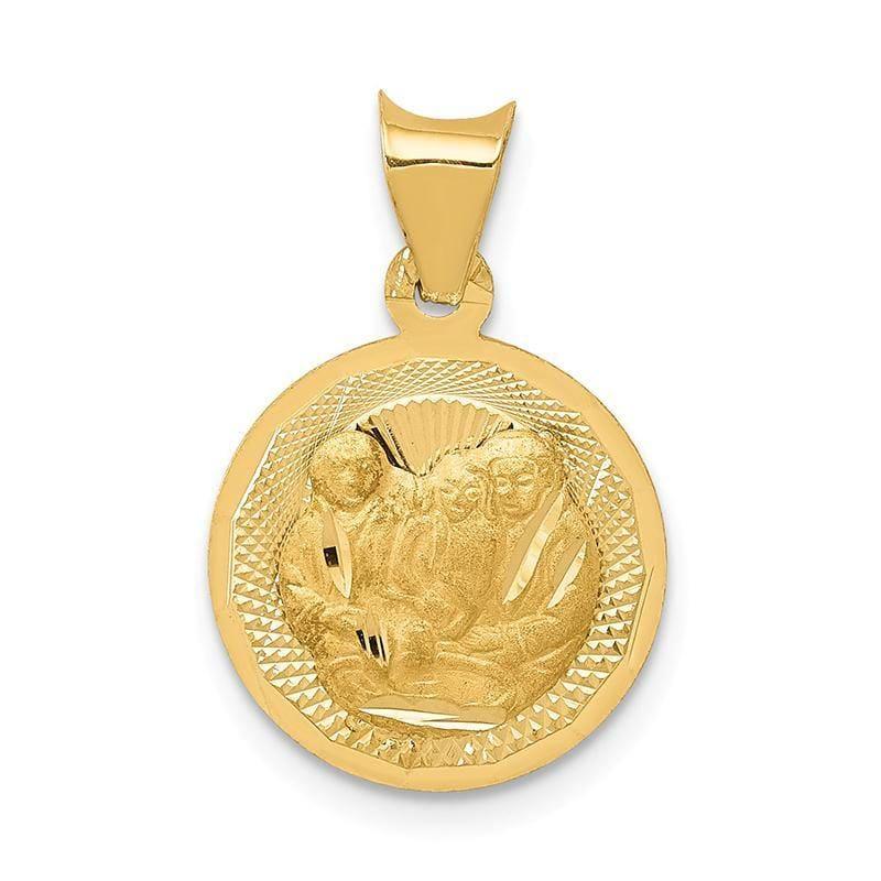 14k Polished and D-C Baptism Circle Pendant - Seattle Gold Grillz