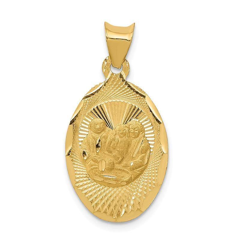 14k Polished and D-C Baptism Oval Pendant - Seattle Gold Grillz
