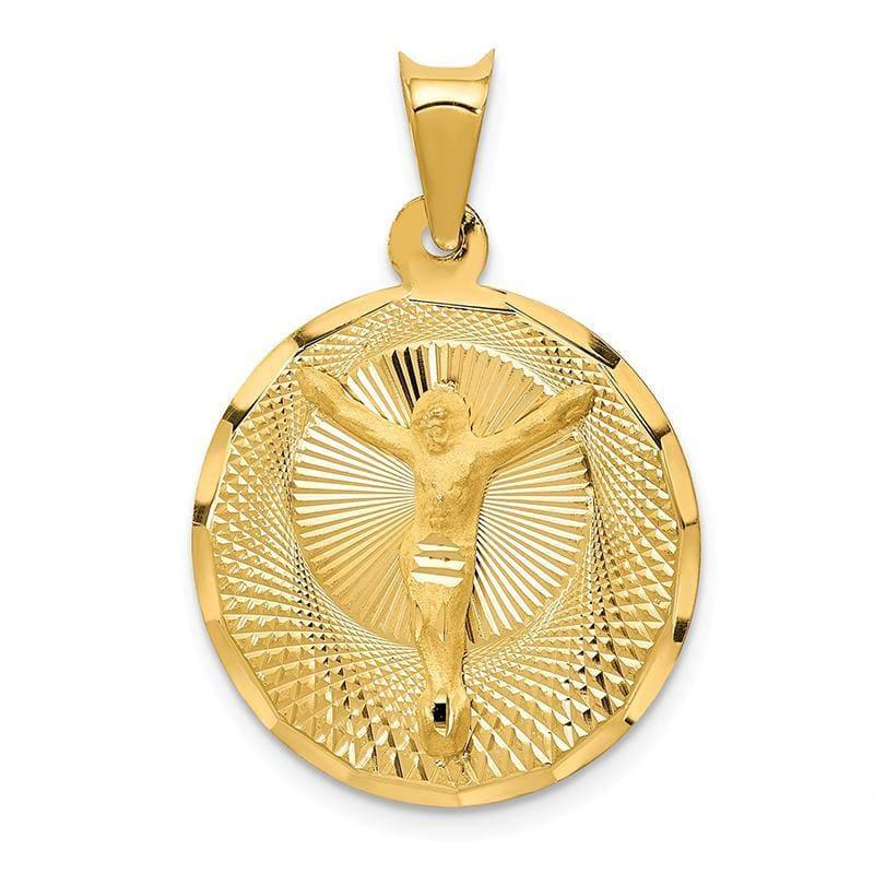 14k Polished & D-C CORPUS Circle Pendant - Seattle Gold Grillz