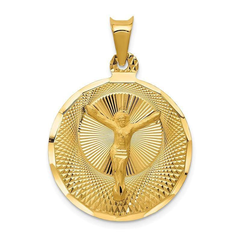 14k Polished & D-C CORPUS Circle Pendant - Seattle Gold Grillz