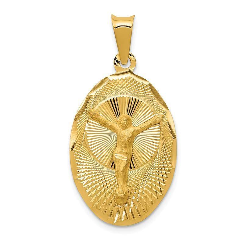 14k Polished & D-C CORPUS Oval Pendant - Seattle Gold Grillz