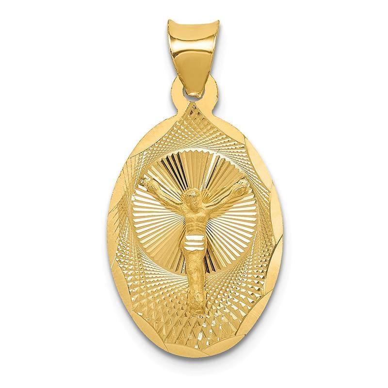 14k Polished & D-C CORPUS Oval Pendant - Seattle Gold Grillz