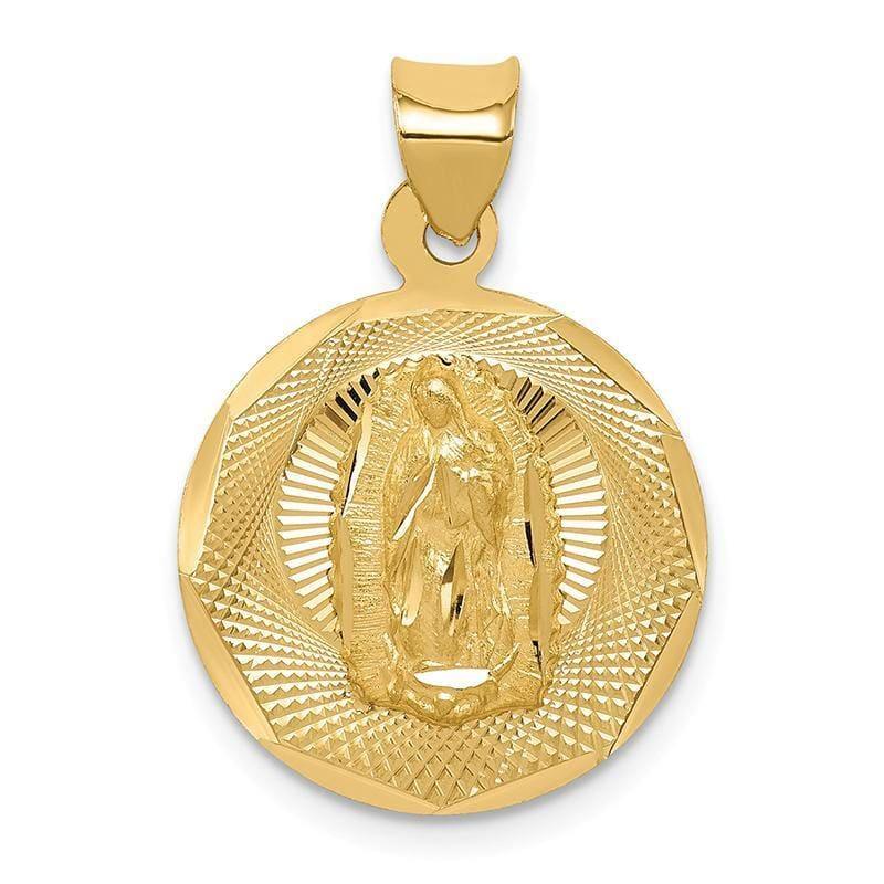 14k Polished & D-C Lady of Guadalupe Circle Pendant - Seattle Gold Grillz