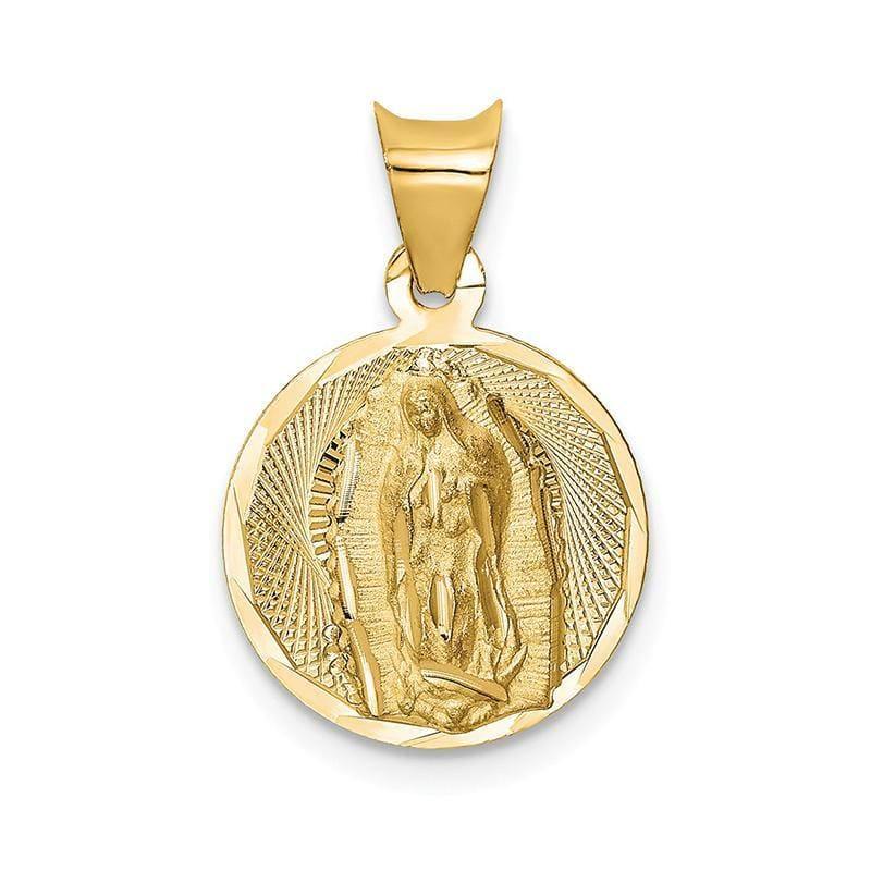 14k Polished & D-C Lady of Guadalupe Circle Pendant - Seattle Gold Grillz