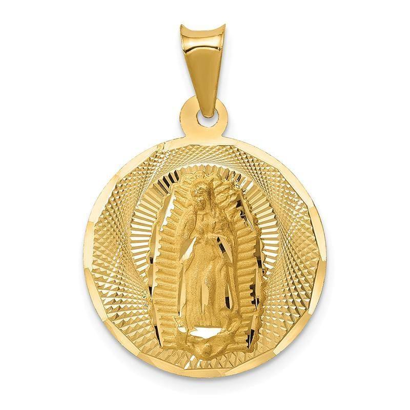 14k Polished & D-C Lady of Guadalupe Circle Pendant - Seattle Gold Grillz