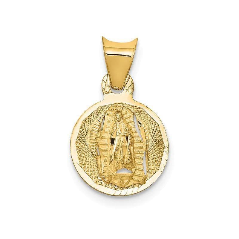14k Polished & D-C Lady of Guadalupe Circle Pendant - Seattle Gold Grillz