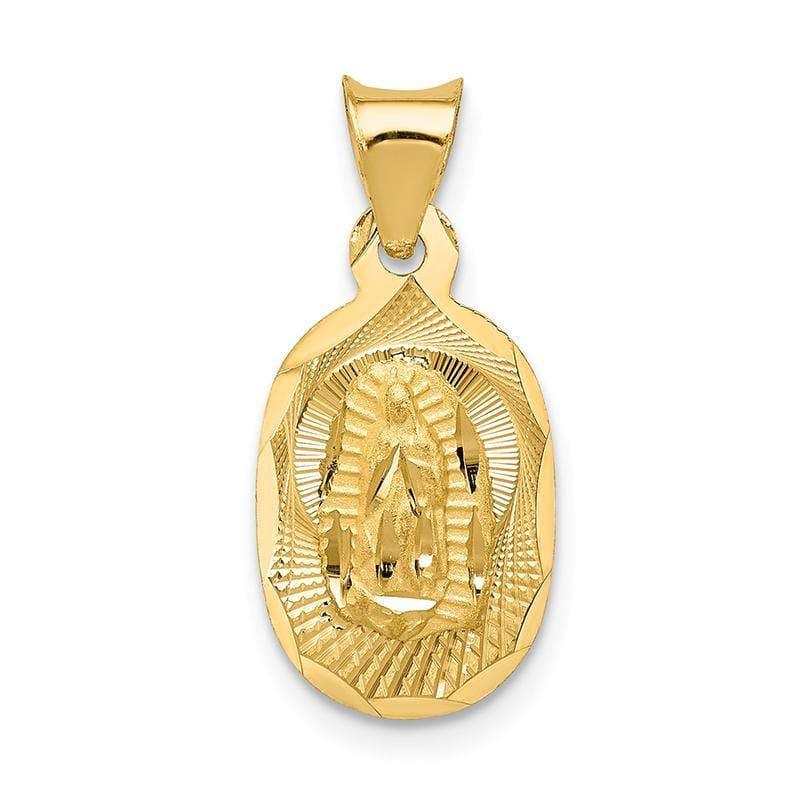 14k Polished & D-C Lady of Guadalupe Oval Pendant - Seattle Gold Grillz