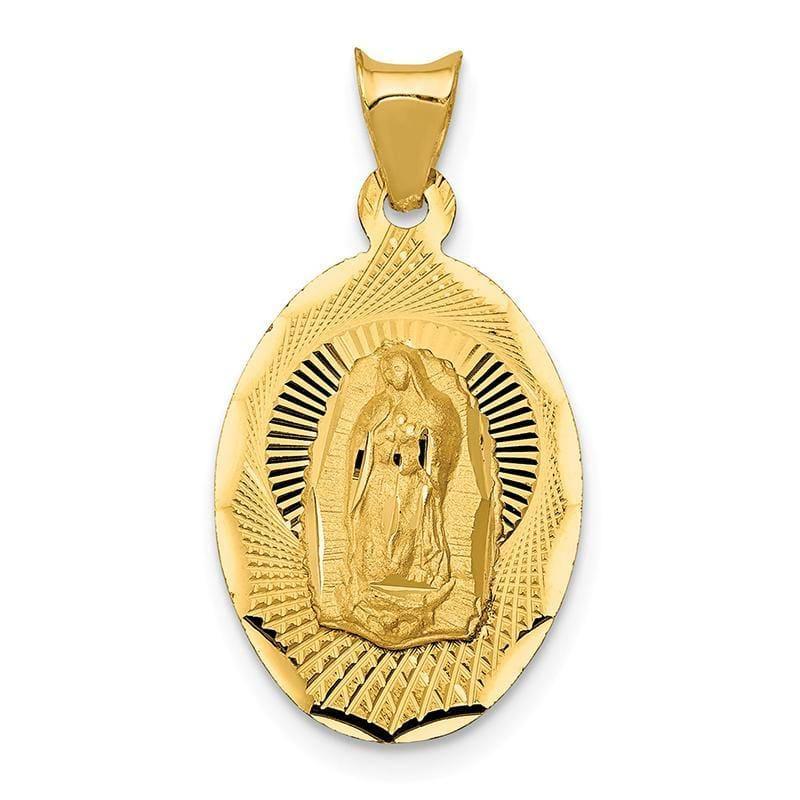 14k Polished & D-C Lady of Guadalupe Oval Pendant - Seattle Gold Grillz