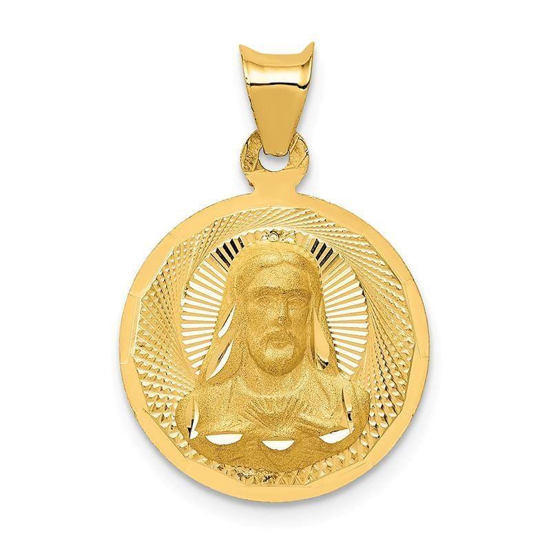 14k Polished & D-C Sagrado Corazon Circle Pendant - Seattle Gold Grillz