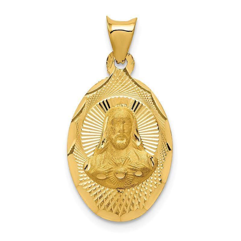 14k Polished & D-C Sagrado Corazon Oval Pendant - Seattle Gold Grillz