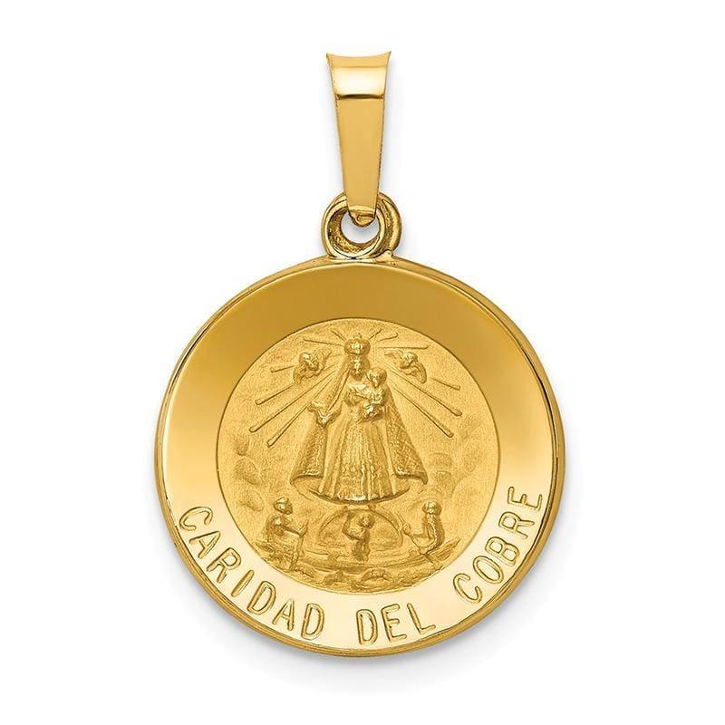 14k Polished and Satin Caridad Del Cobre Medal Pendant - Seattle Gold Grillz