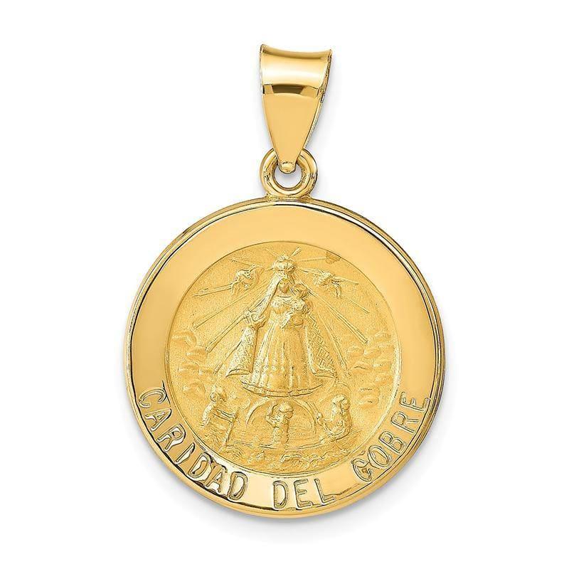 14k Polished and Satin Caridad del Cobre Medal Pendant - Seattle Gold Grillz